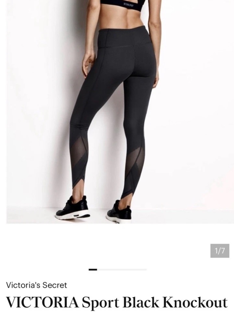 Victoria's Secret Black Mesh-Detail High-Waist Leggings